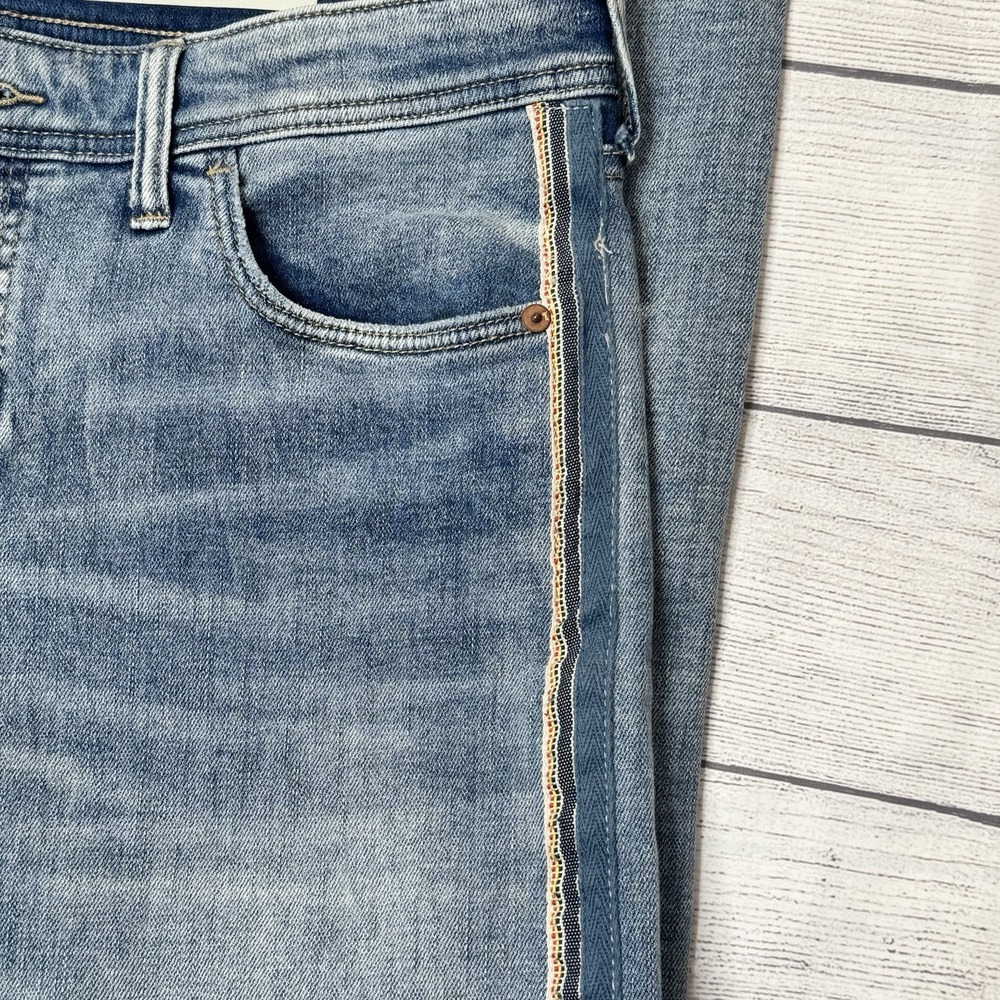 Pilcro And The Letterpress Anthro Slim Boyfriend Jeans Distressed Side Stripe 25 - Picture 3 of 8